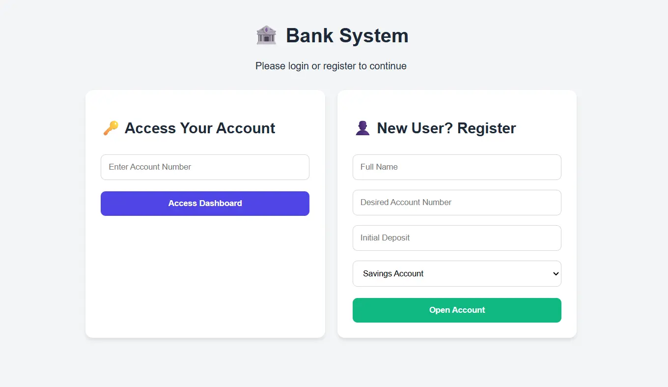 Bank System Project Snapshot